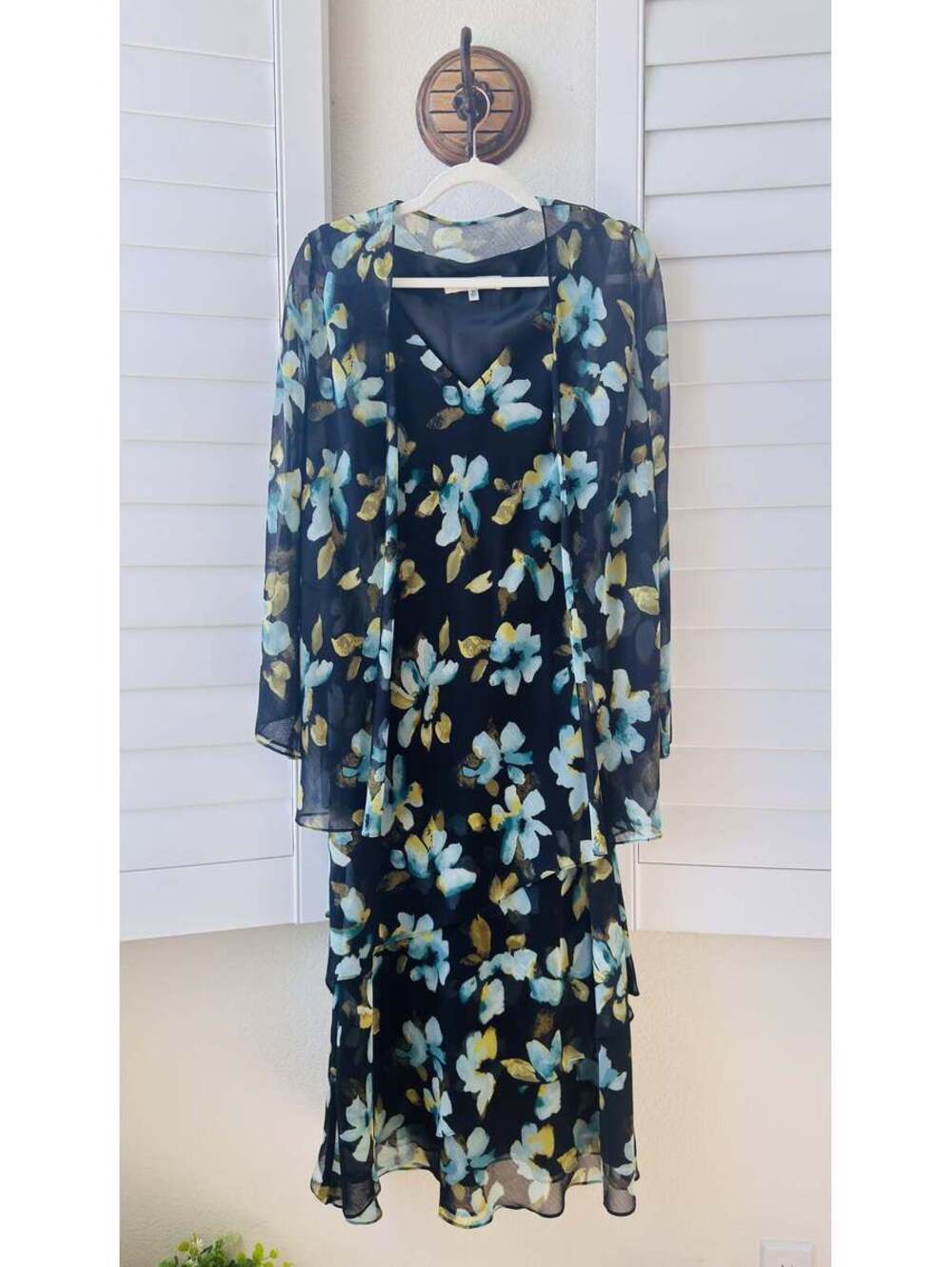 Evan-Picone Floral Chiffon Tiered Dress Set Size 10